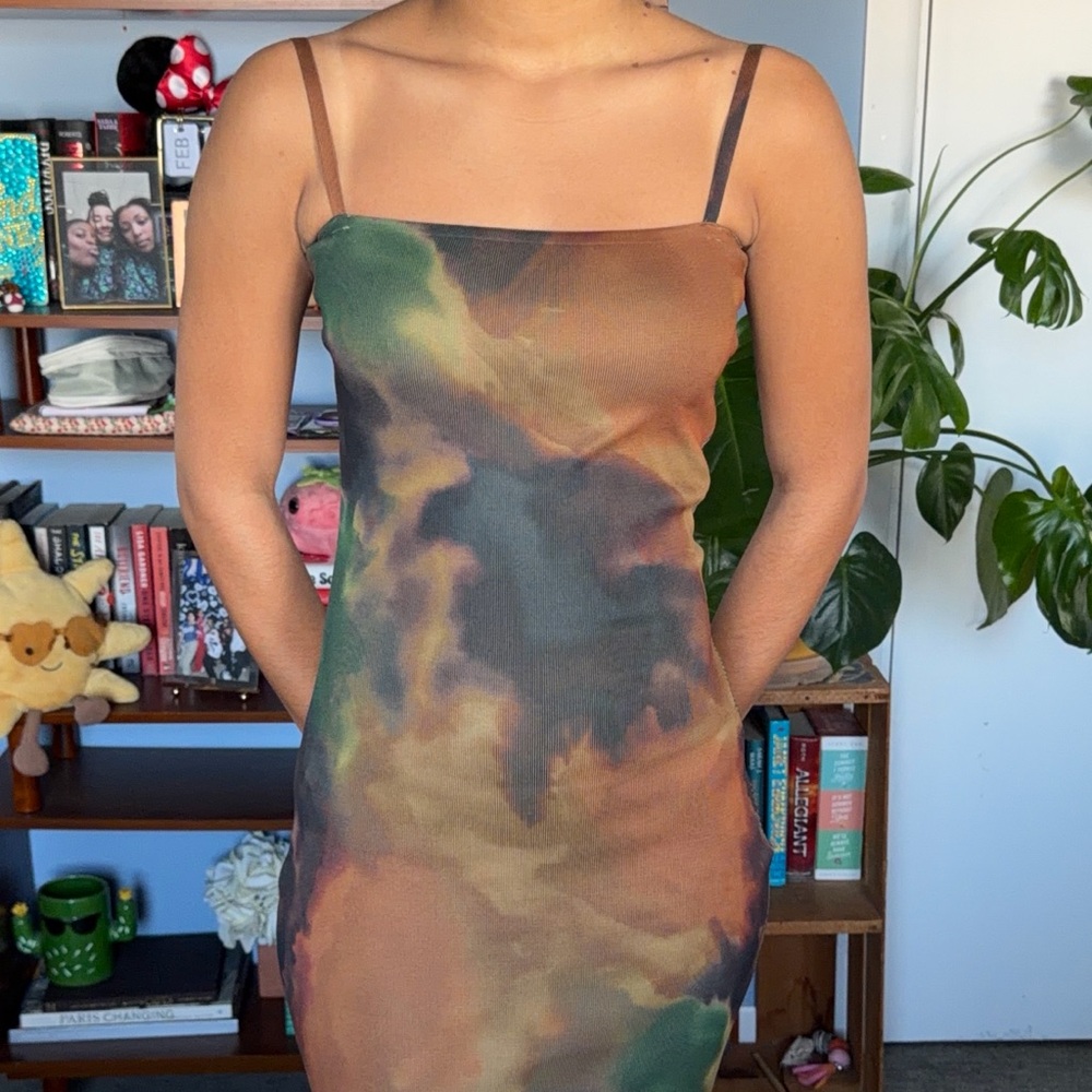 Women’s Olive & Brown Tie-Dye Maxi Dress